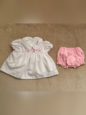 Cecil & Lou Baby Girl White/Pink Outfit with Bloomer Size 18 Months